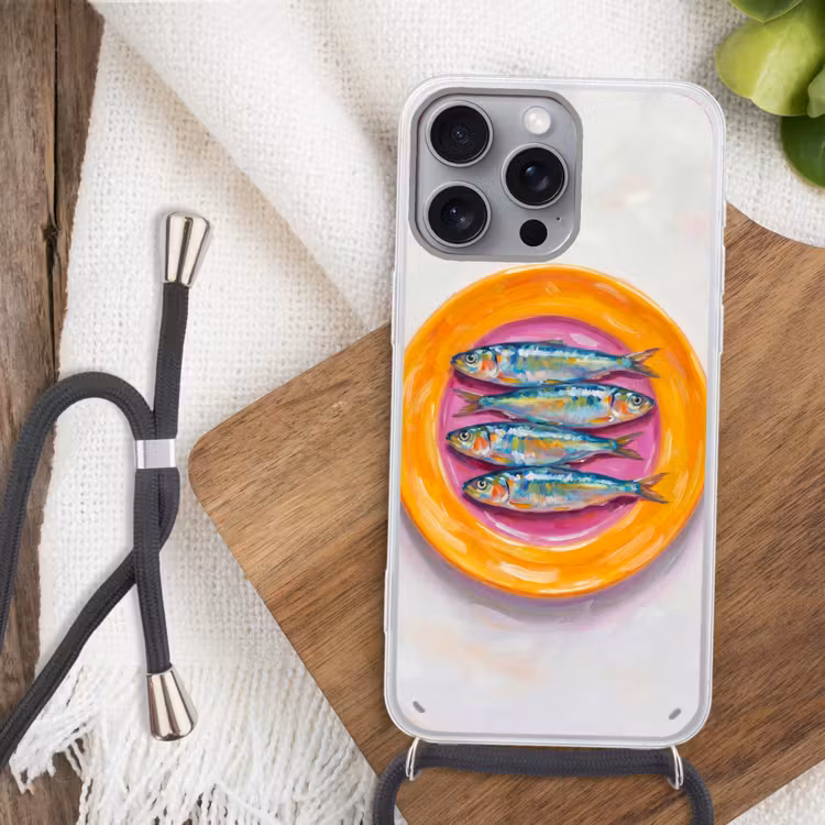 Telefoonhoesje met koord - Vis - Vier - Eten - Modern - Kleurrijk — 3