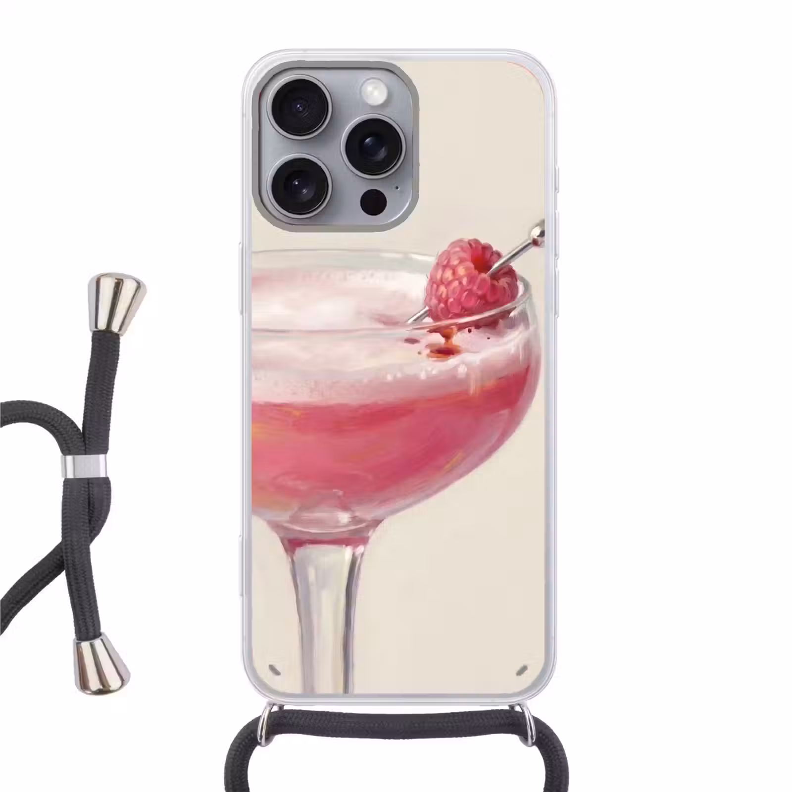 Telefoonhoesje met koord - Cocktail - Framboos - Drank - Modern - Roze — 1