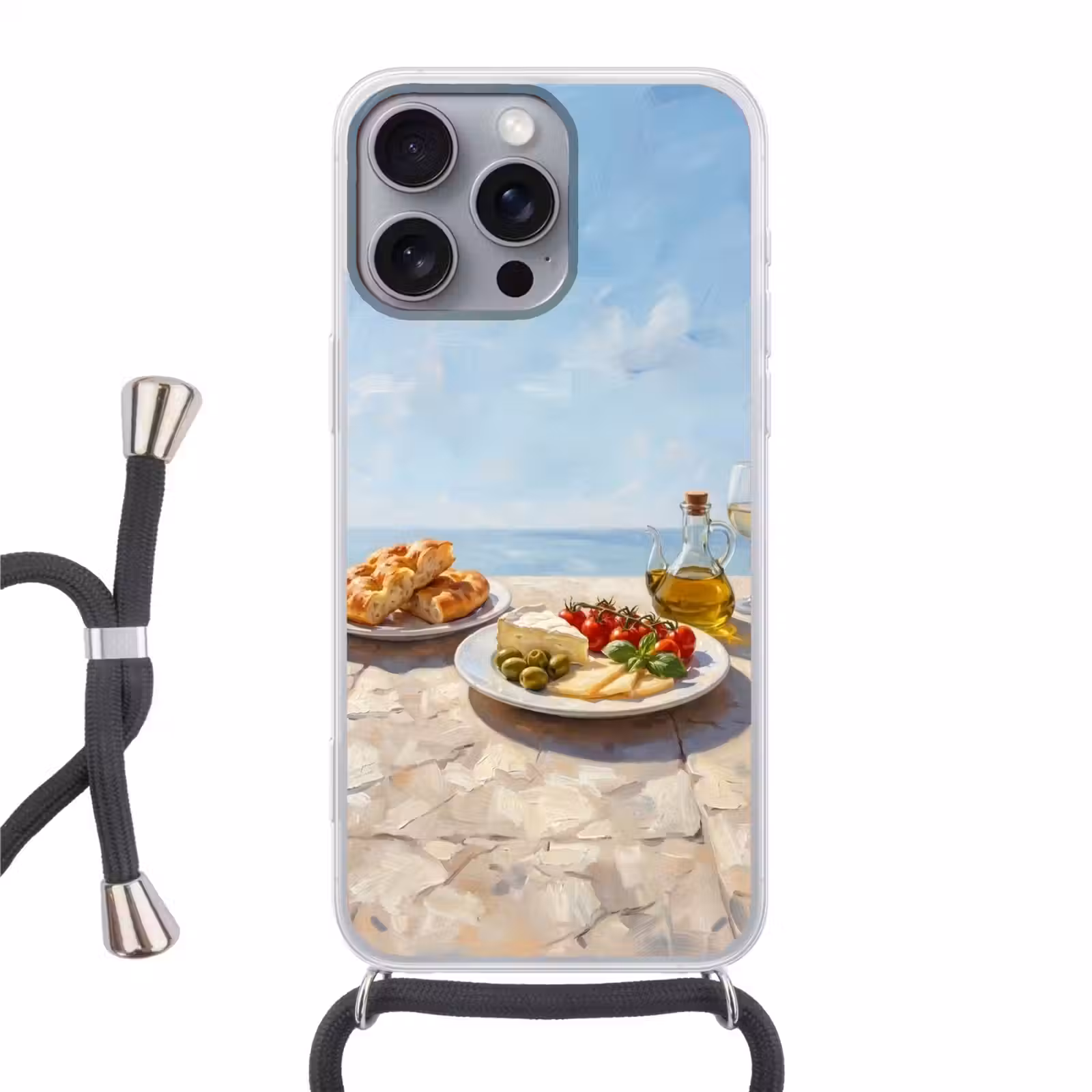 Telefoonhoesje met koord - Eten - Middellandse Zee - Natuur - Geschilderd — 1