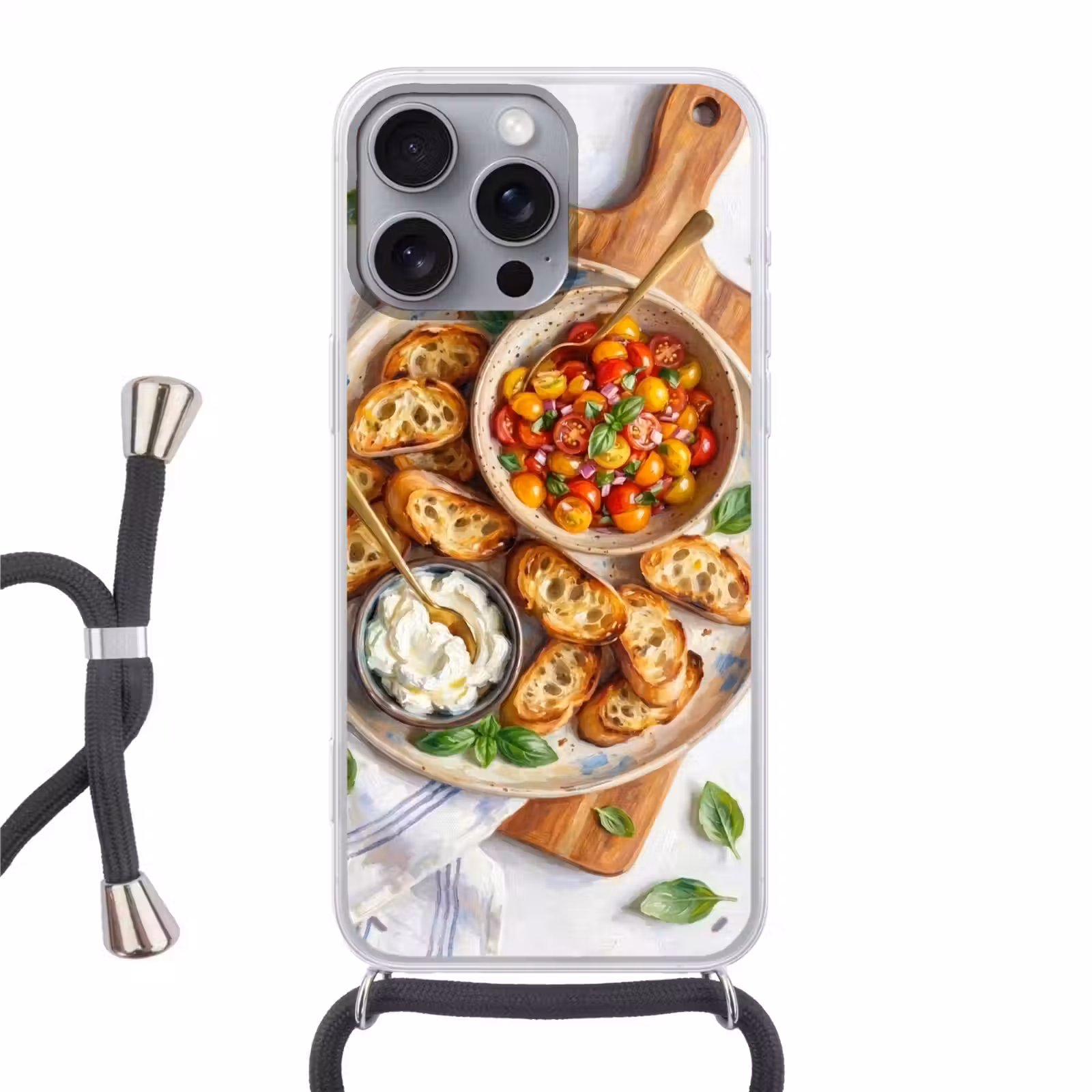 Telefoonhoesje met koord - Eten - Tomaat - Brood - Kleurrijk - Keuken — 1