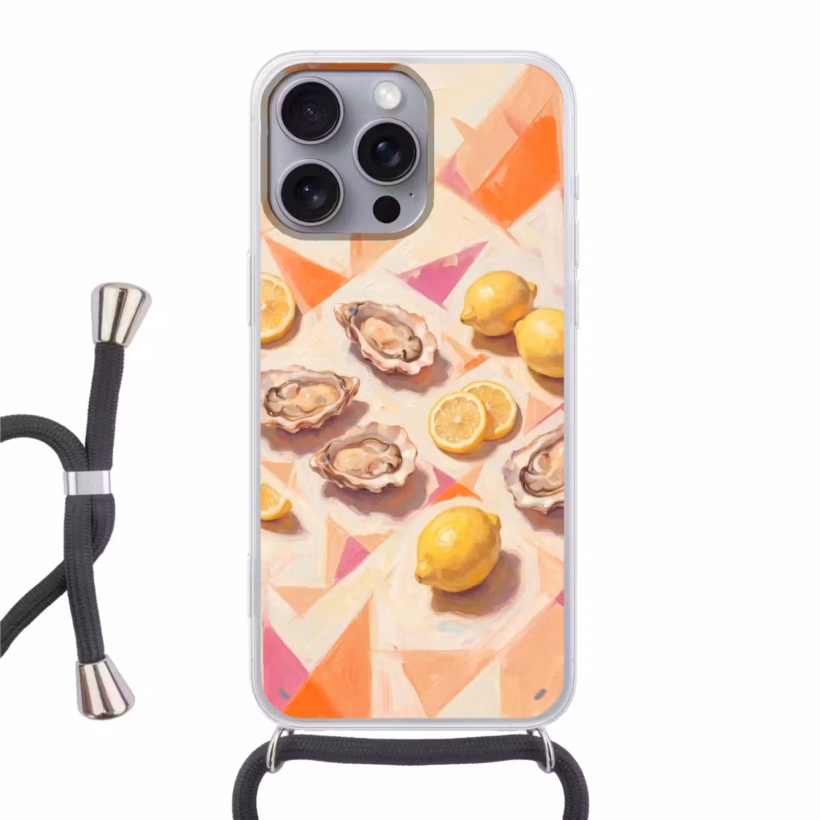 Telefoonhoesje met koord - Stilleven - Citroenen - Oesters - Abstract - Oranje — 1