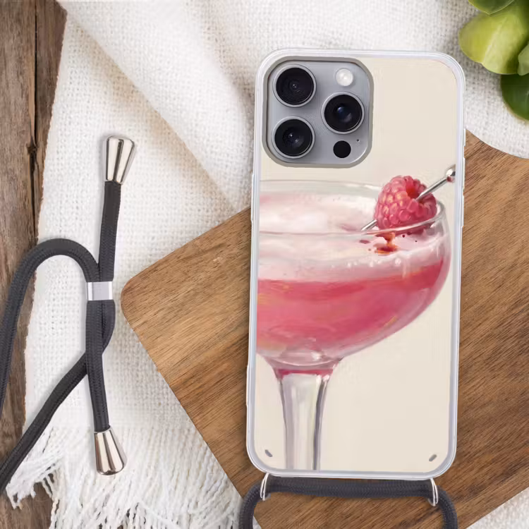 Telefoonhoesje met koord - Cocktail - Framboos - Drank - Modern - Roze — 3