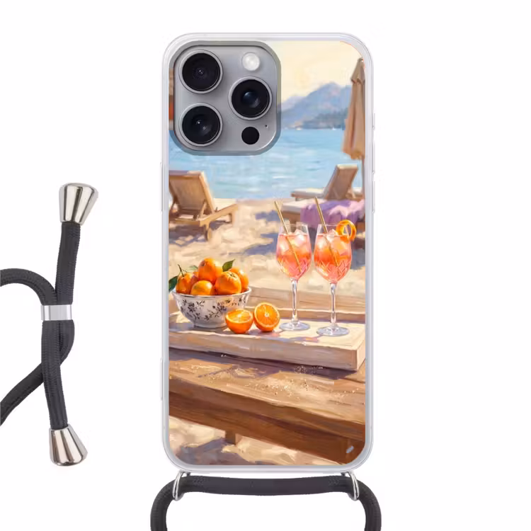 Telefoonhoesje met koord - Drank - Glazen - Strand - Zomer - Oranje — 1