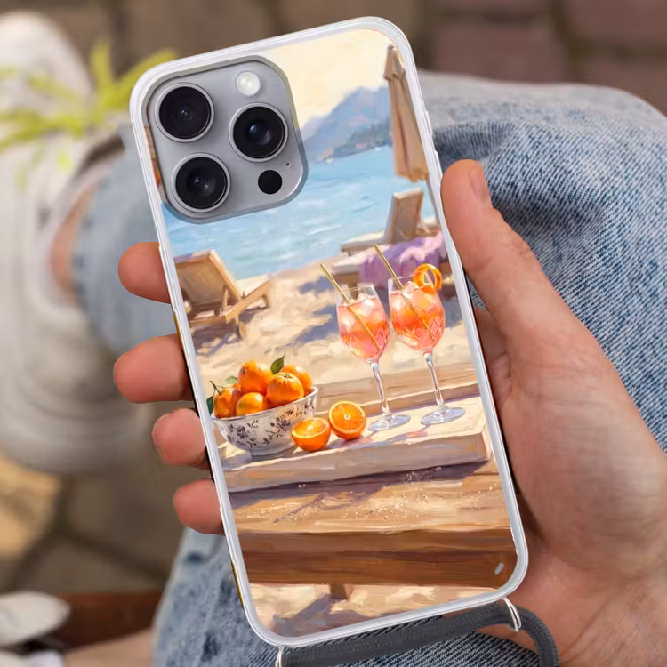 Telefoonhoesje met koord - Drank - Glazen - Strand - Zomer - Oranje — 2