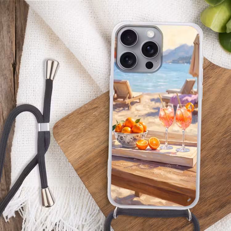 Telefoonhoesje met koord - Drank - Glazen - Strand - Zomer - Oranje — 3