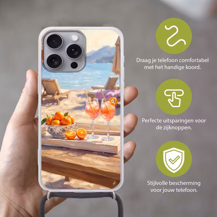 Telefoonhoesje met koord - Drank - Glazen - Strand - Zomer - Oranje — 4
