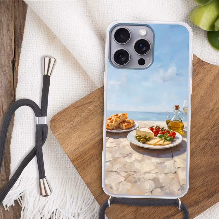 Telefoonhoesje met koord - Eten - Middellandse Zee - Natuur - Geschilderd — 3