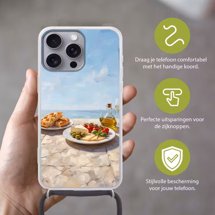 Telefoonhoesje met koord - Eten - Middellandse Zee - Natuur - Geschilderd — 4