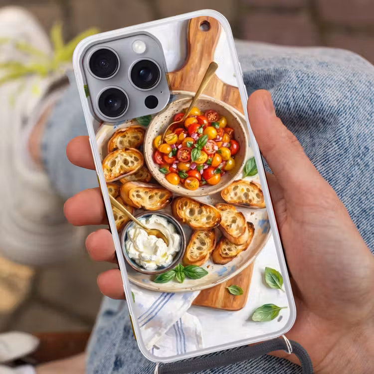 Telefoonhoesje met koord - Eten - Tomaat - Brood - Kleurrijk - Keuken — 2
