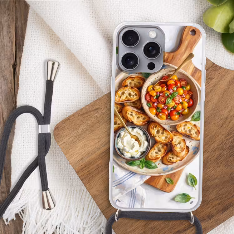 Telefoonhoesje met koord - Eten - Tomaat - Brood - Kleurrijk - Keuken — 3