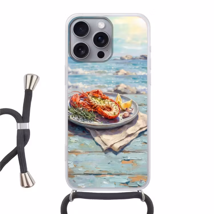 Telefoonhoesje met koord - Eten - Zee - Kust - Modern - Blauw — 1