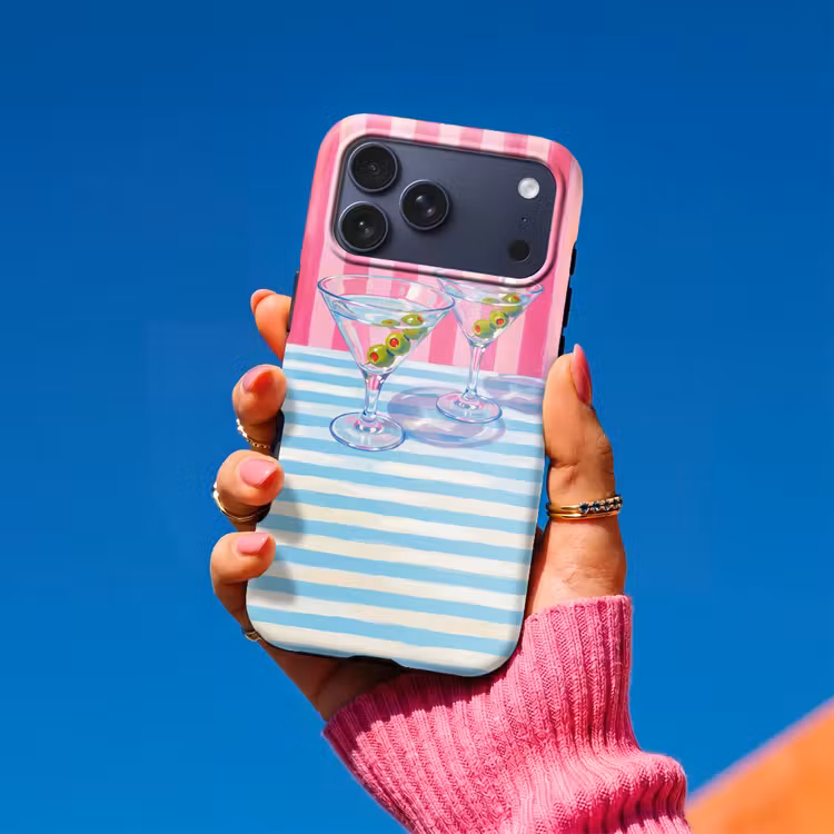 Telefoonhoesje Toughcase - Cocktail - Olijven - Kunst - Modern - Roze — 2