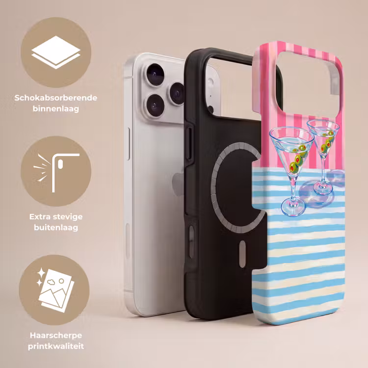 Telefoonhoesje Toughcase - Cocktail - Olijven - Kunst - Modern - Roze — 3