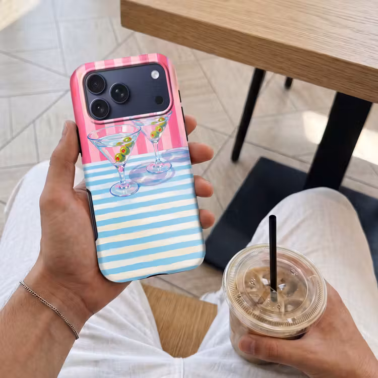 Telefoonhoesje Toughcase - Cocktail - Olijven - Kunst - Modern - Roze — 4