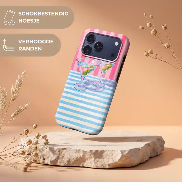 Telefoonhoesje Toughcase - Cocktail - Olijven - Kunst - Modern - Roze — 5