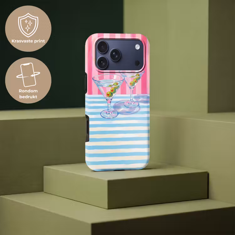 Telefoonhoesje Toughcase - Cocktail - Olijven - Kunst - Modern - Roze — 7