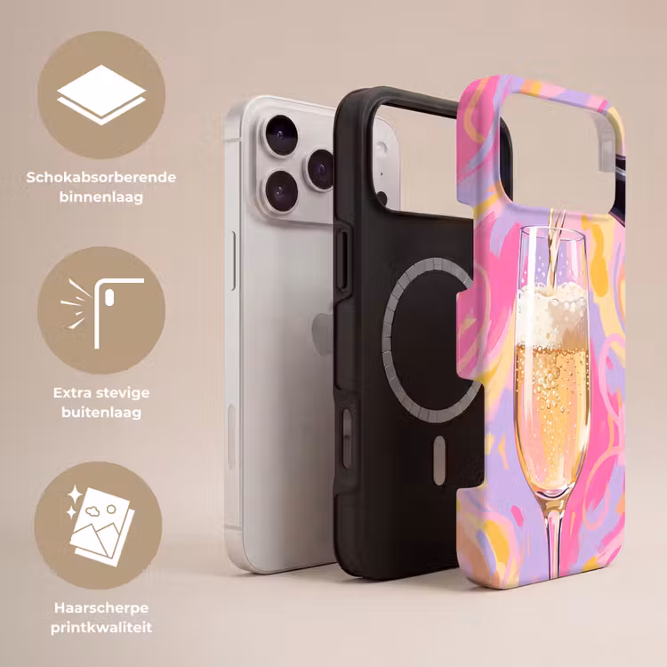 Telefoonhoesje Toughcase - Drank - Inschenken - Feest - Abstract - Roze — 3