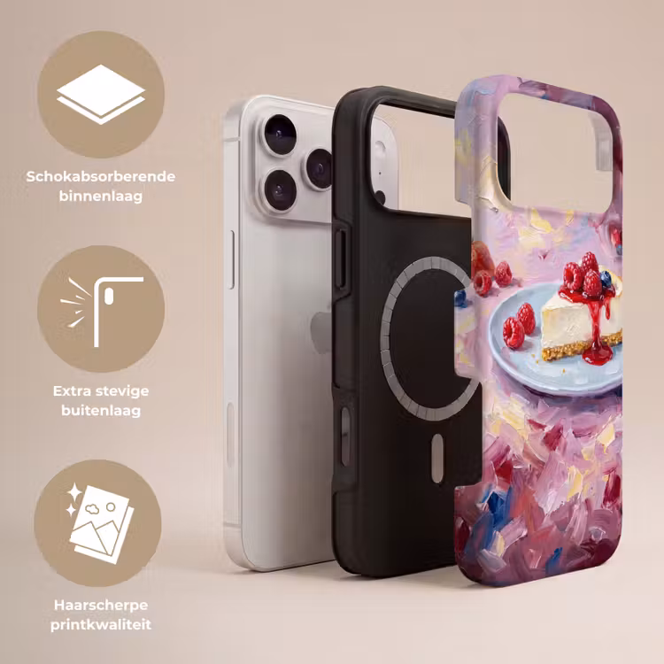 Telefoonhoesje Toughcase - Eten - Cheesecake - Bessen - Abstract - Roze — 3