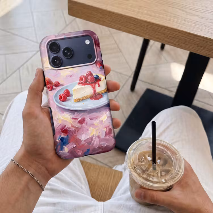 Telefoonhoesje Toughcase - Eten - Cheesecake - Bessen - Abstract - Roze — 4