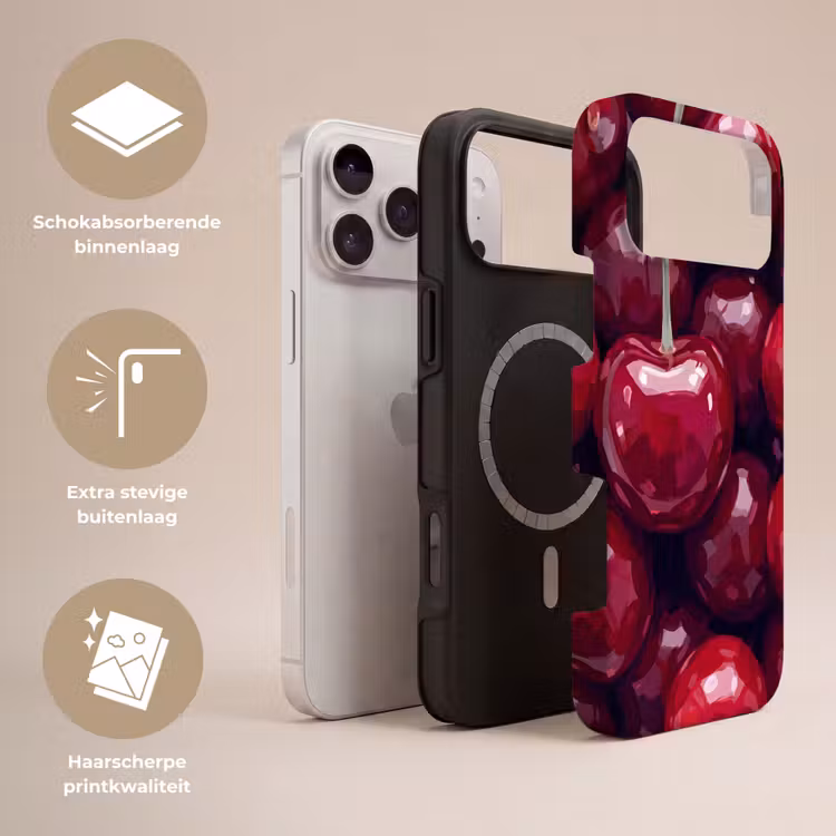 Telefoonhoesje Toughcase - Fruit - Kersen - Eten - Modern - Rood — 3