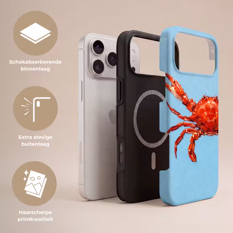 Telefoonhoesje Toughcase - Krab - Zee - Dieren - Abstract - Rood — 3