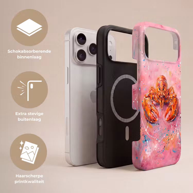 Telefoonhoesje Toughcase - Zeeleven - Kreeft - Spatters - Abstract - Roze — 3