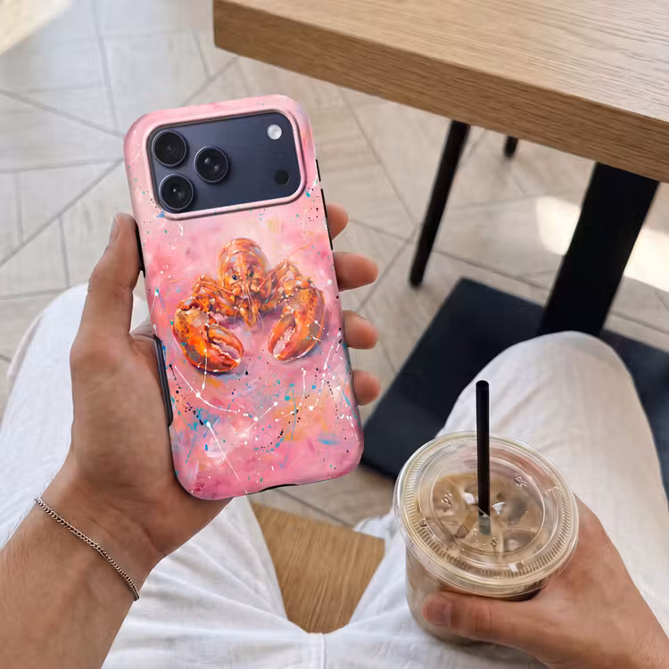 Telefoonhoesje Toughcase - Zeeleven - Kreeft - Spatters - Abstract - Roze — 4
