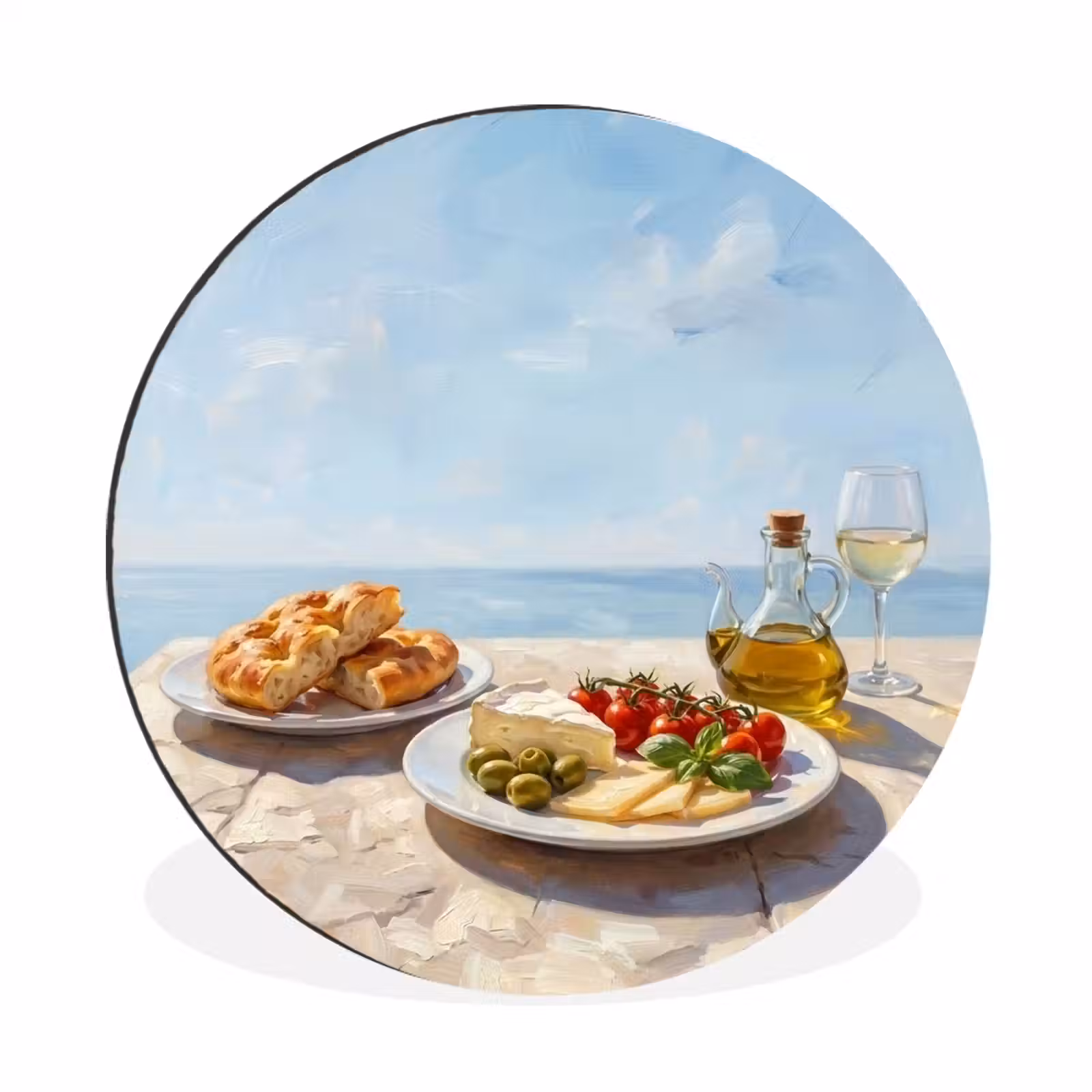 Wandcirkel - Aluminium - Eten - Middellandse Zee - Natuur - Geschilderd — 1