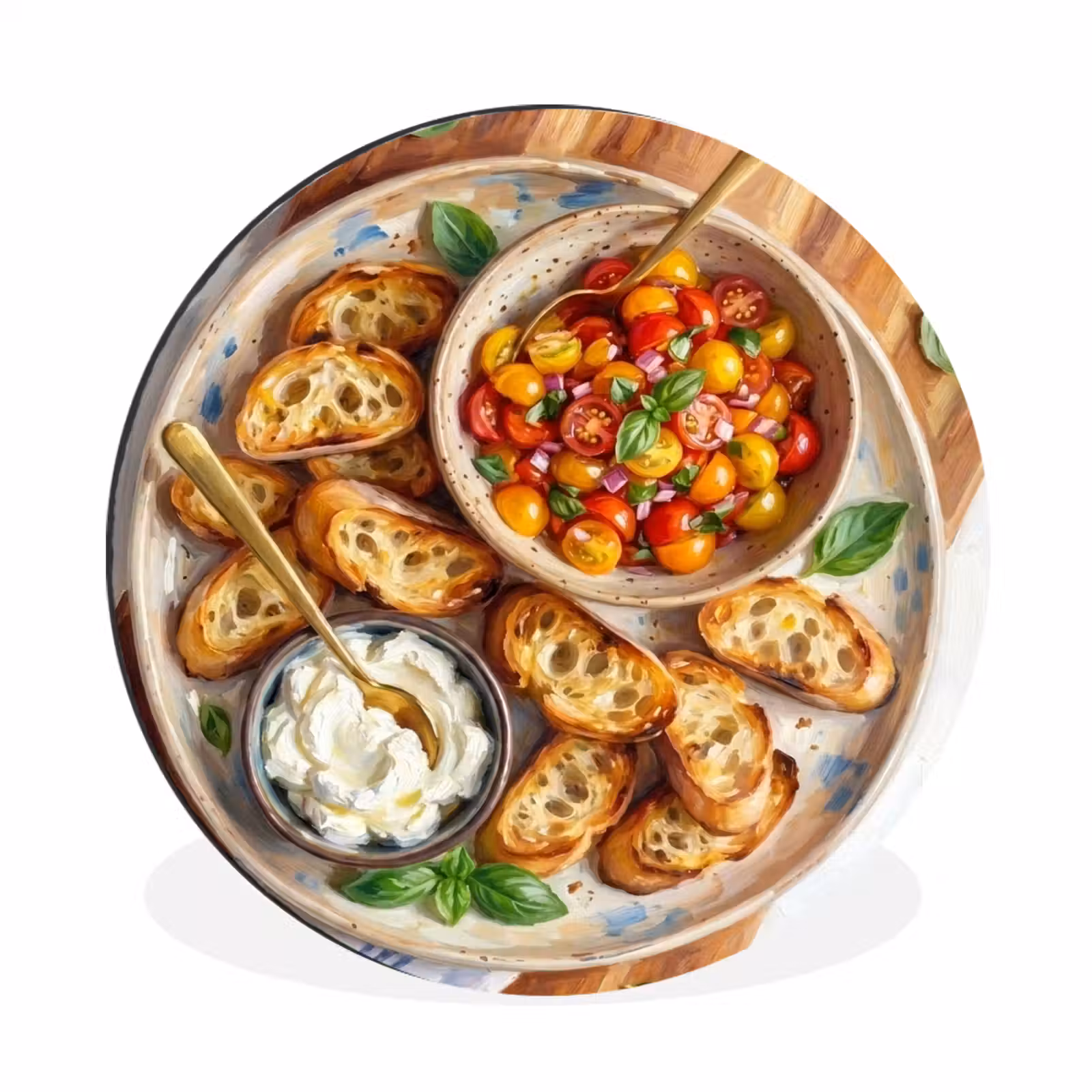 Wandcirkel - Aluminium - Eten - Tomaat - Brood - Kleurrijk - Keuken — 1