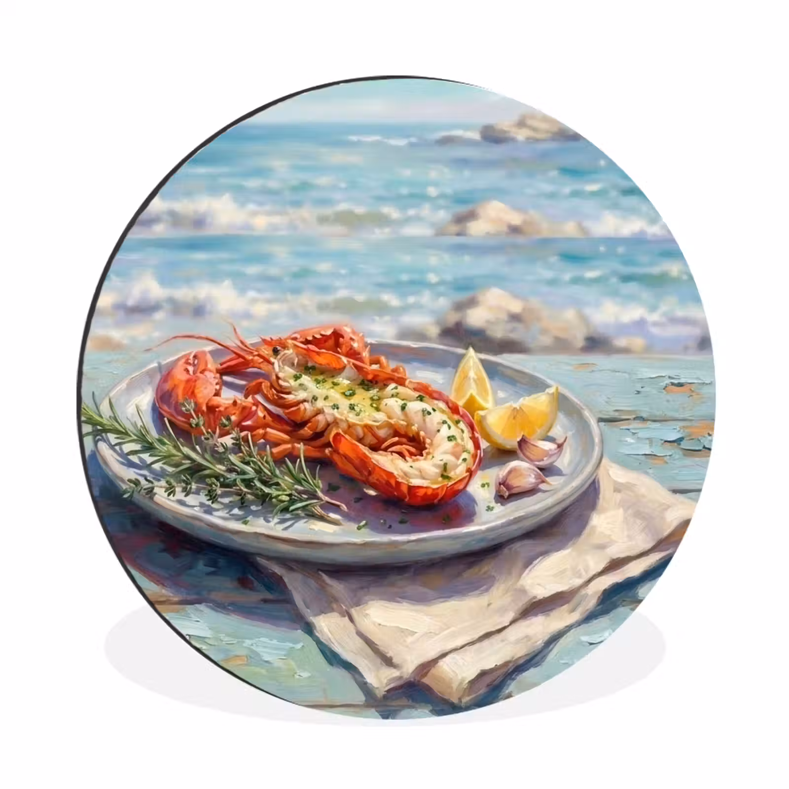 Wandcirkel - Aluminium - Eten - Zee - Kust - Modern - Blauw — 1