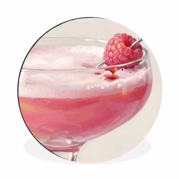 Wandcirkel - Aluminium - Cocktail - Framboos - Drank - Modern - Roze — 1