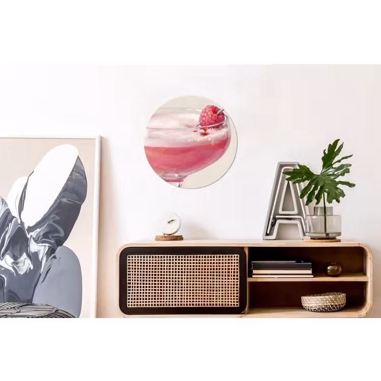 Wandcirkel - Aluminium - Cocktail - Framboos - Drank - Modern - Roze — 3
