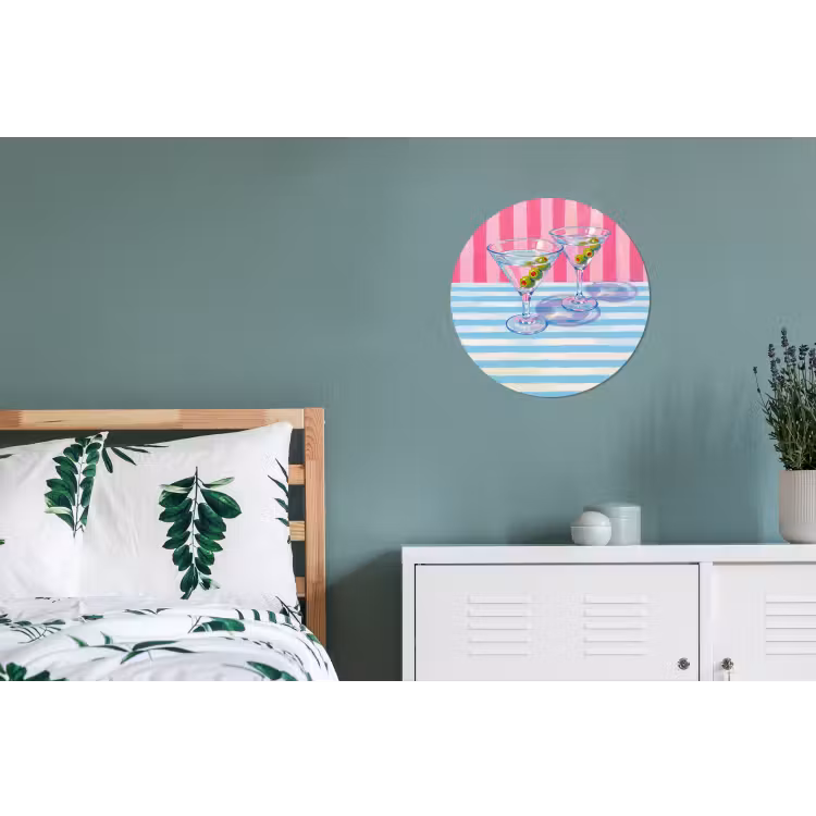 Wandcirkel - Aluminium - Cocktail - Olijven - Kunst - Modern - Roze — 4