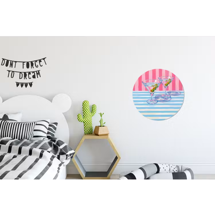 Wandcirkel - Aluminium - Cocktail - Olijven - Kunst - Modern - Roze — 5