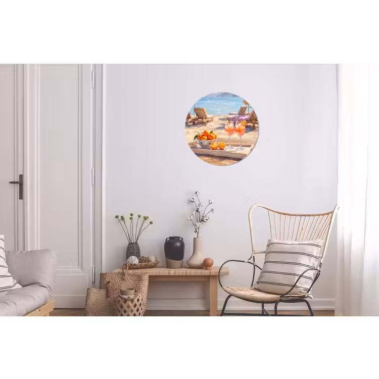 Wandcirkel - Aluminium - Drank - Glazen - Strand - Zomer - Oranje — 2