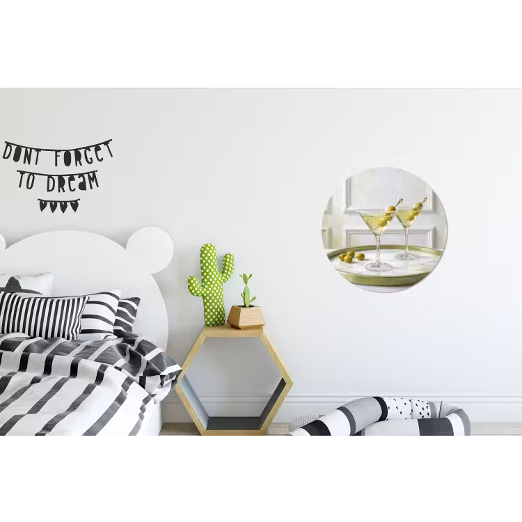 Wandcirkel - Aluminium - Drank - Martini - Olijven - Modern - Wit — 5