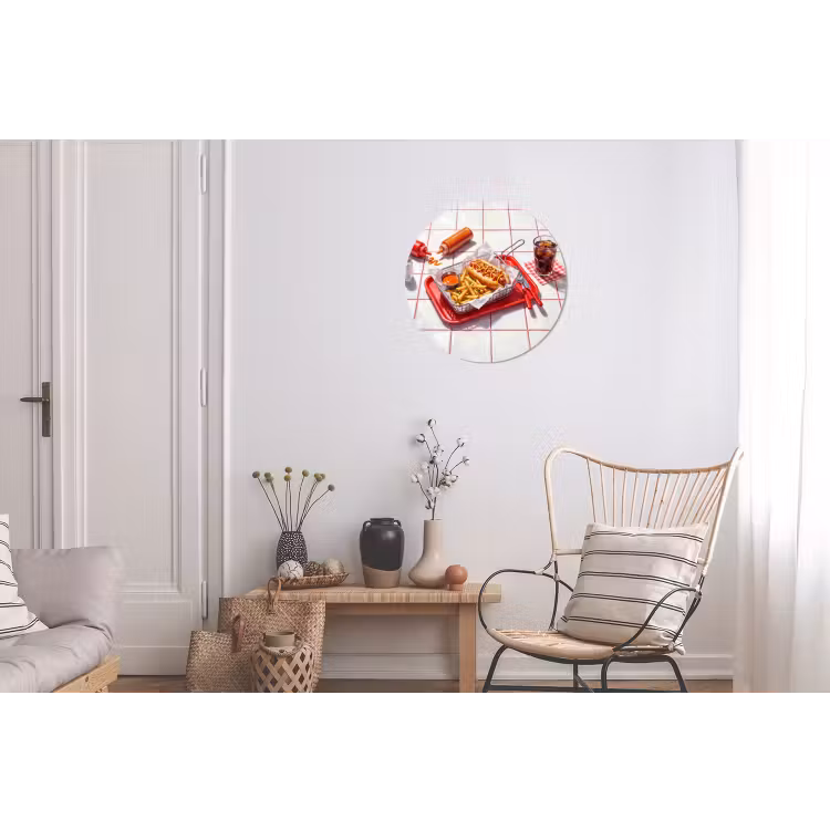 Wandcirkel - Aluminium - Eten - Hotdog - Fastfood - Modern - Rood — 2