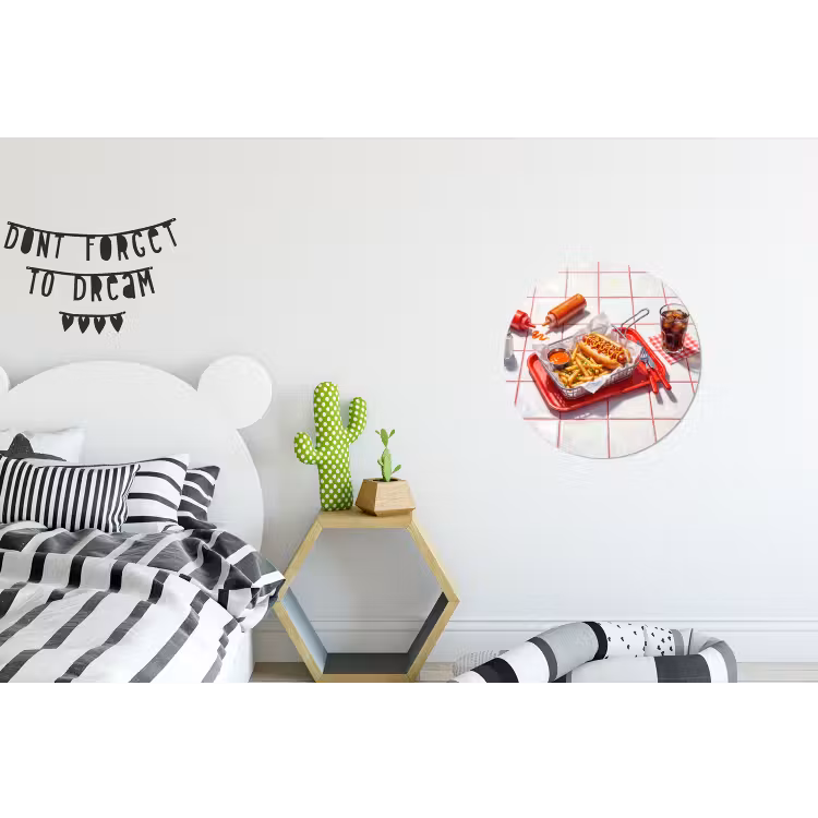 Wandcirkel - Aluminium - Eten - Hotdog - Fastfood - Modern - Rood — 5