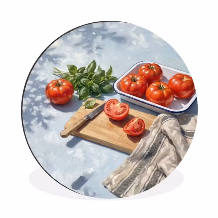 Wandcirkel - Aluminium - Eten - Keuken - Ingrediënten - Stillleven - Rood — 1