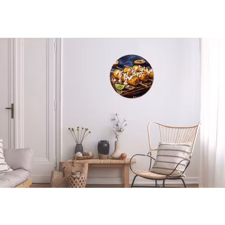 Wandcirkel - Aluminium - Eten - Maïs - Saus - Geschilderd - Geel — 2