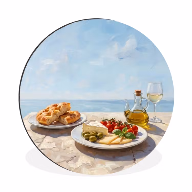 Wandcirkel - Aluminium - Eten - Middellandse Zee - Natuur - Geschilderd — 1
