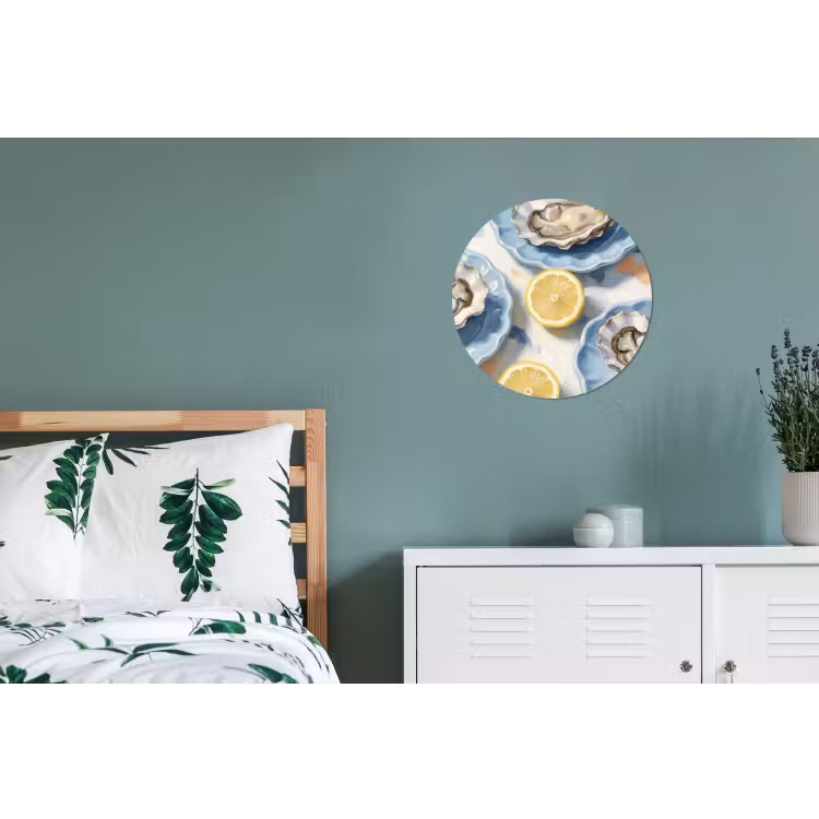 Wandcirkel - Aluminium - Eten - Oesters - Citroenen - Modern - Geel — 4