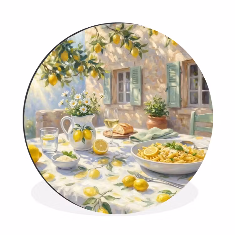 Wandcirkel - Aluminium - Eten - Terras - Zomer - Geschilderd - Geel — 1