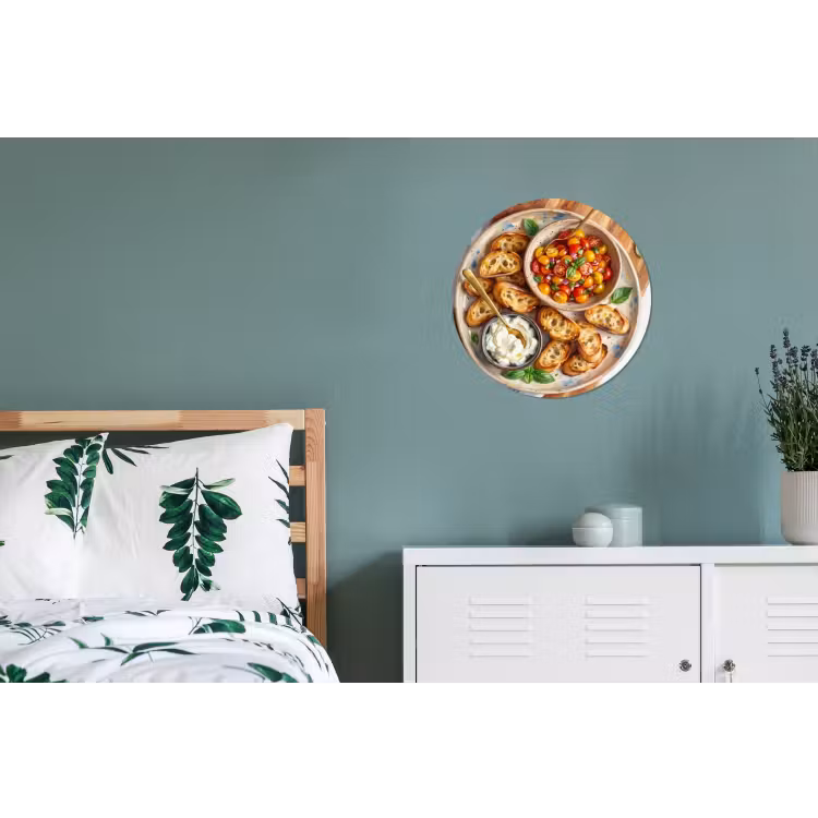 Wandcirkel - Aluminium - Eten - Tomaat - Brood - Kleurrijk - Keuken — 4