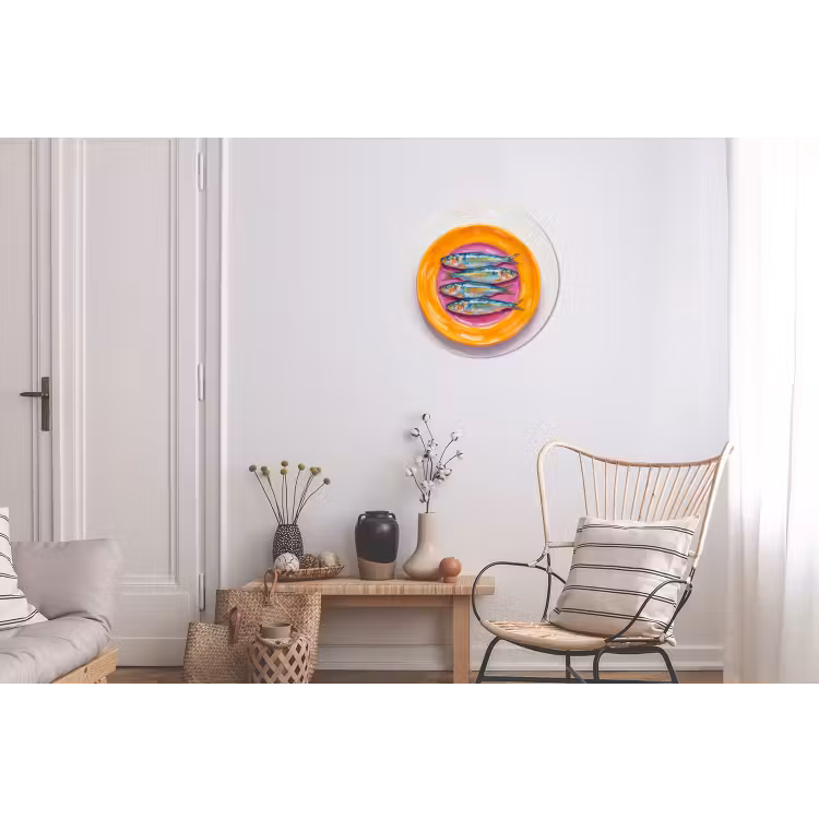 Wandcirkel - Aluminium - Vis - Vier - Eten - Modern - Kleurrijk — 2