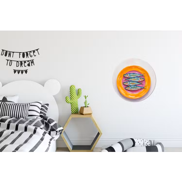 Wandcirkel - Aluminium - Vis - Vier - Eten - Modern - Kleurrijk — 5