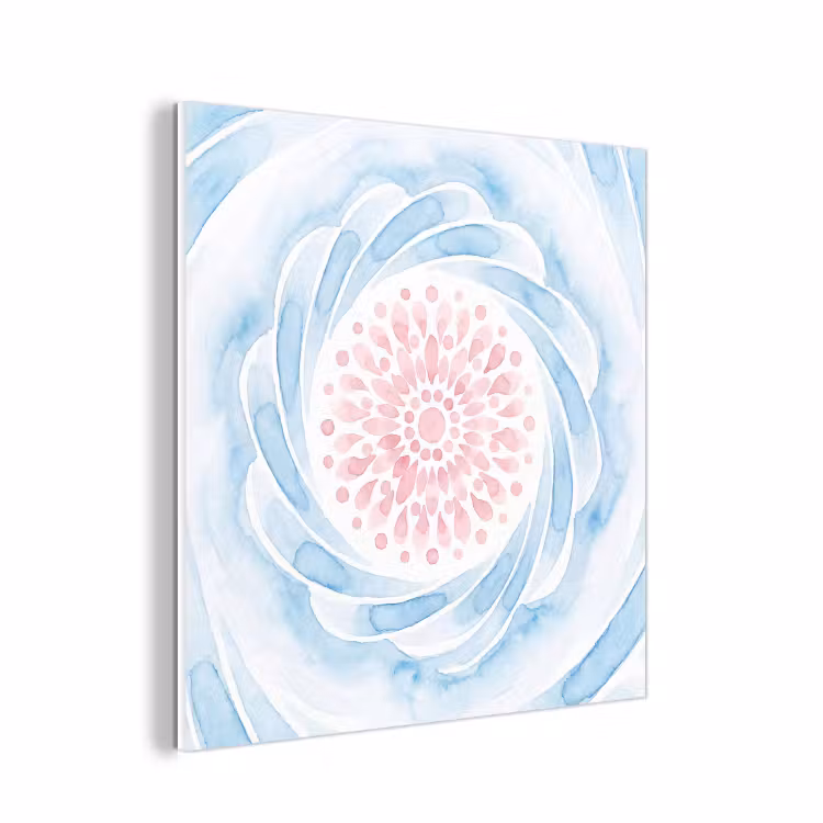 Forex - Abstract - Bloemvorm - Aquarel - Roze - Blauw — 1