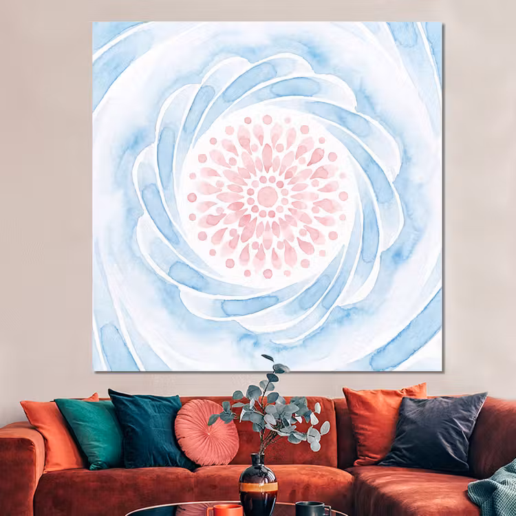 Forex - Abstract - Bloemvorm - Aquarel - Roze - Blauw — 3