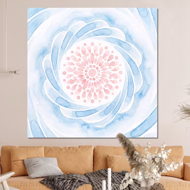 Forex - Abstract - Bloemvorm - Aquarel - Roze - Blauw — 4