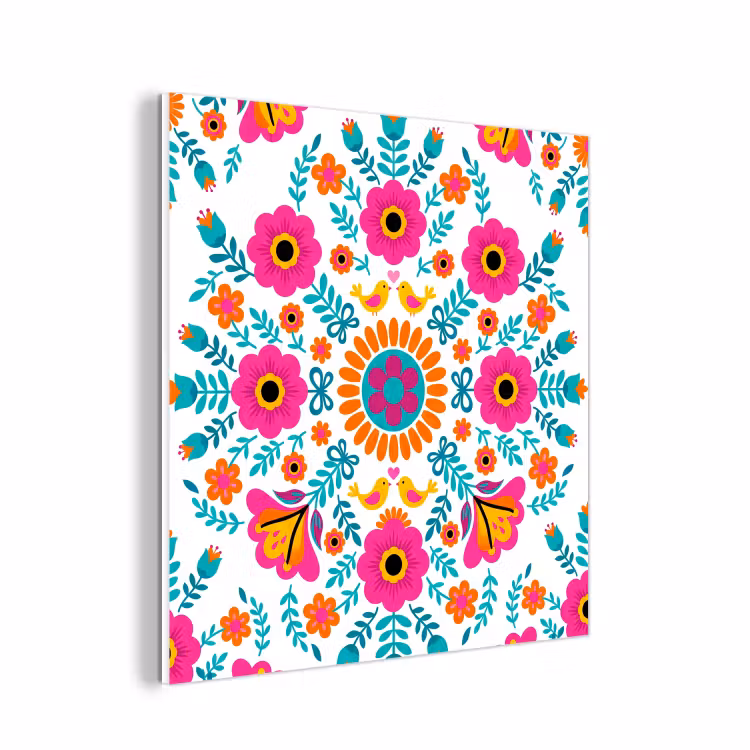 Forex - Bloemen - Vogel - Patroon - Kleurrijk - Modern — 1
